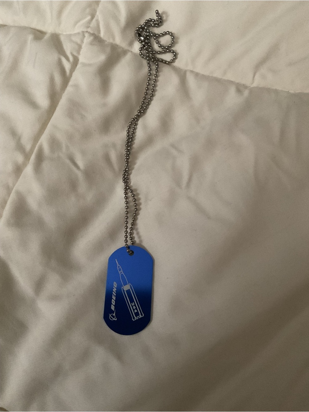 Boeing Blue Enamel Dog Tag Necklace - Men's Jewelry